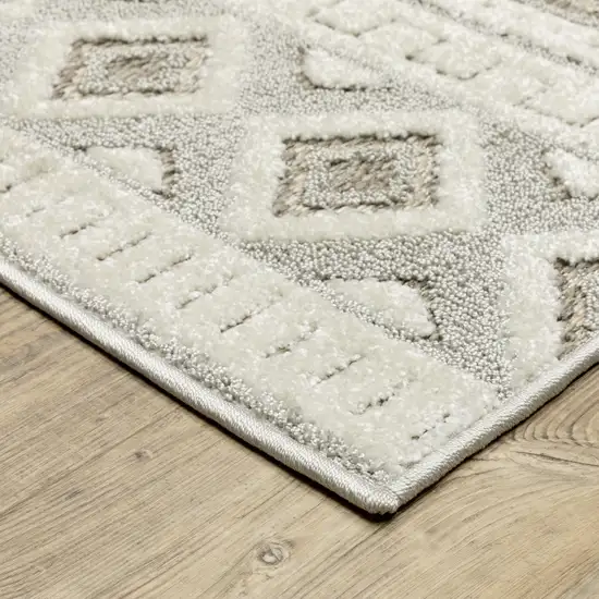 Gray And Beige Tribal Area Rug Photo 5