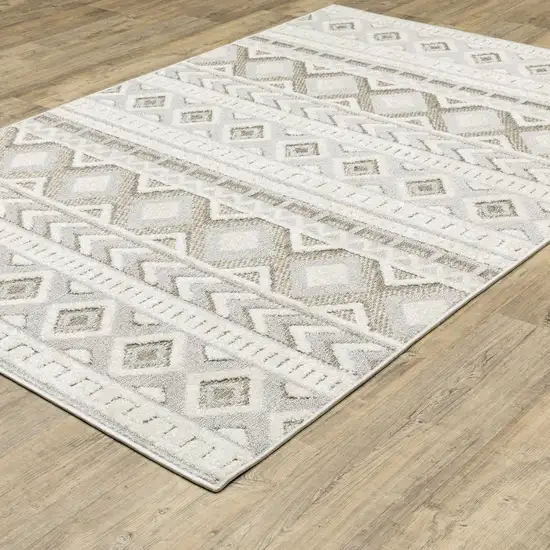 Gray And Beige Tribal Area Rug Photo 6