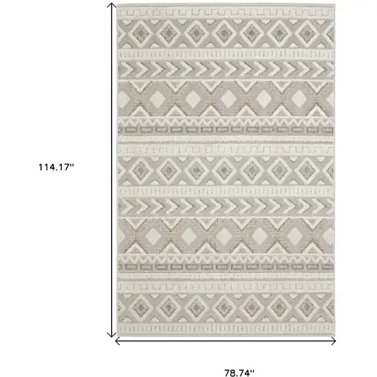 Gray And Beige Tribal Area Rug Photo 9