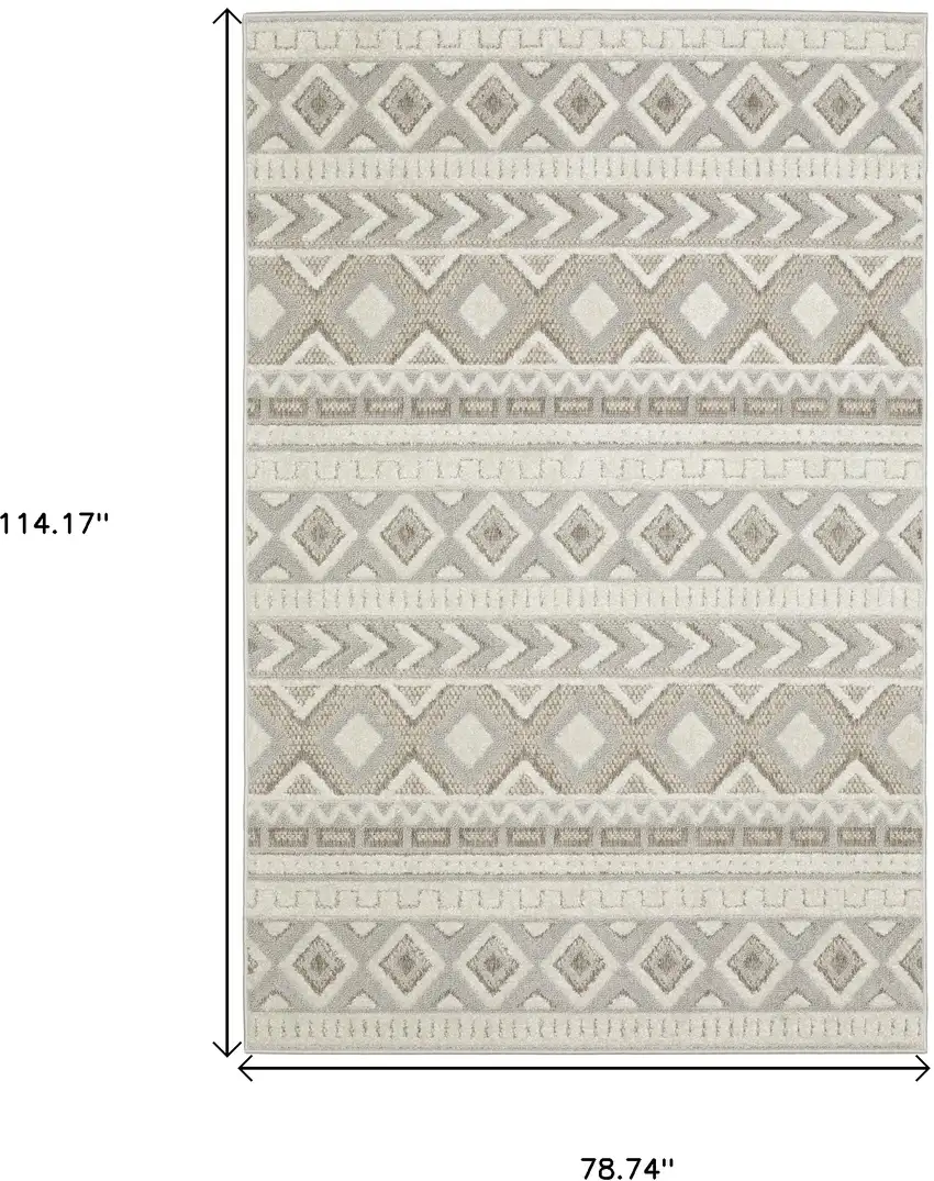 Gray And Beige Tribal Area Rug Photo 9