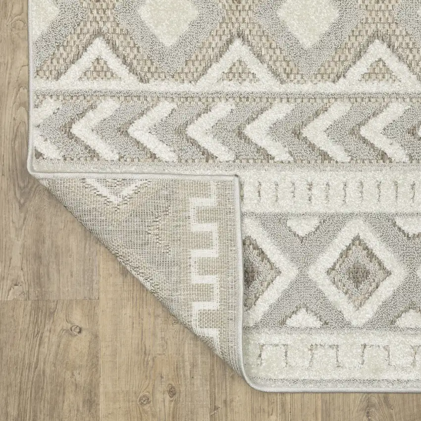 Gray And Beige Tribal Area Rug Photo 8