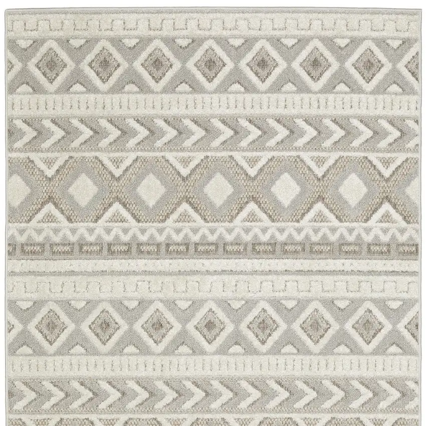 Gray And Beige Tribal Area Rug Photo 4