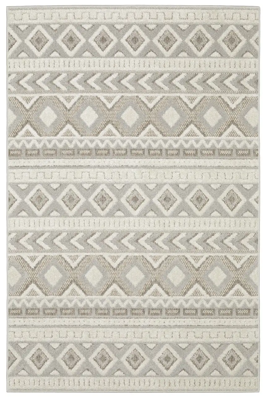 Gray And Beige Tribal Area Rug Photo 3