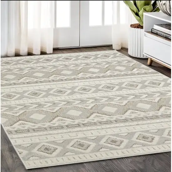 Gray And Beige Tribal Area Rug Photo 1