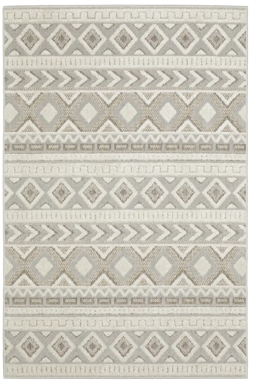 Gray And Beige Tribal Area Rug Photo 1