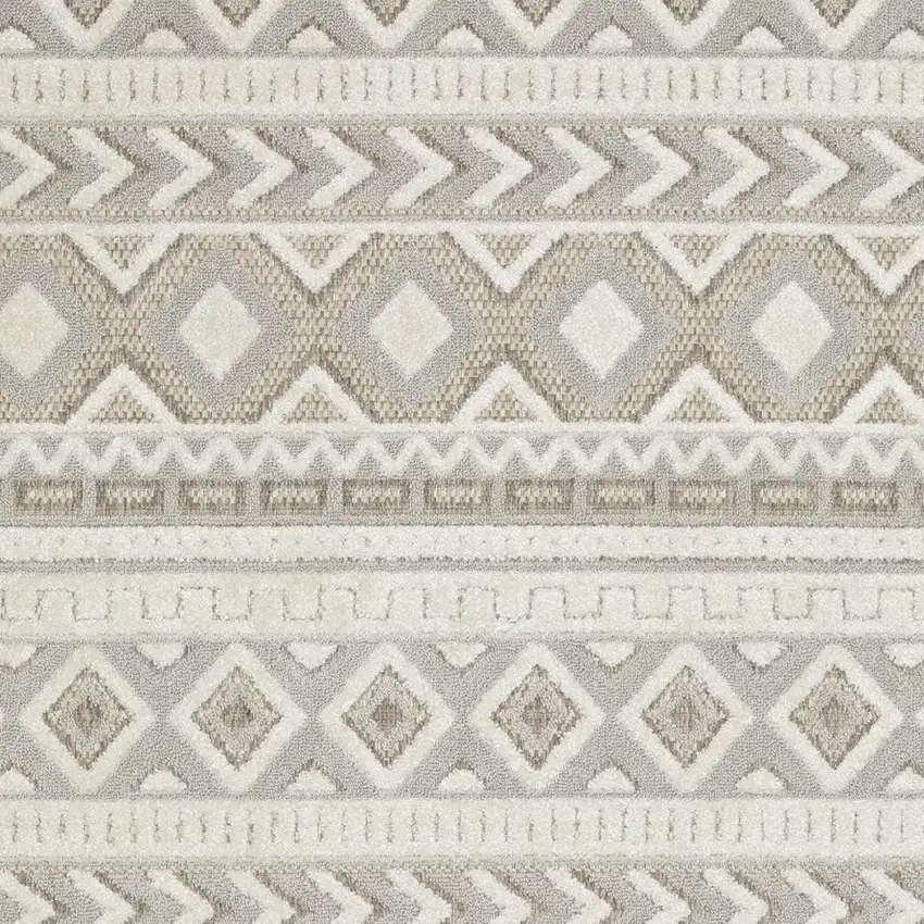 Gray And Beige Tribal Area Rug Photo 7