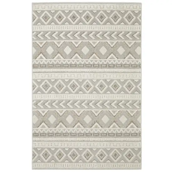 Gray And Beige Tribal Area Rug Photo 4