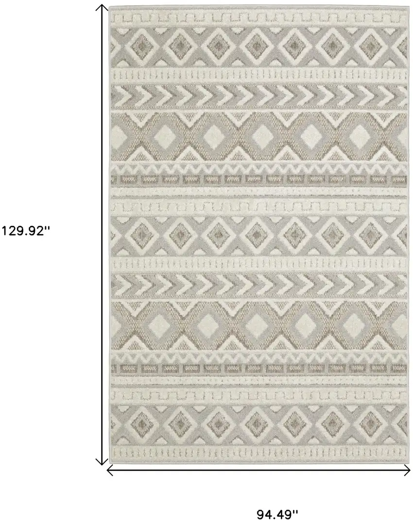 Gray And Beige Tribal Area Rug Photo 3