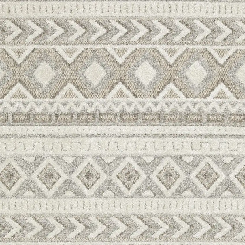 Gray And Beige Tribal Area Rug Photo 7