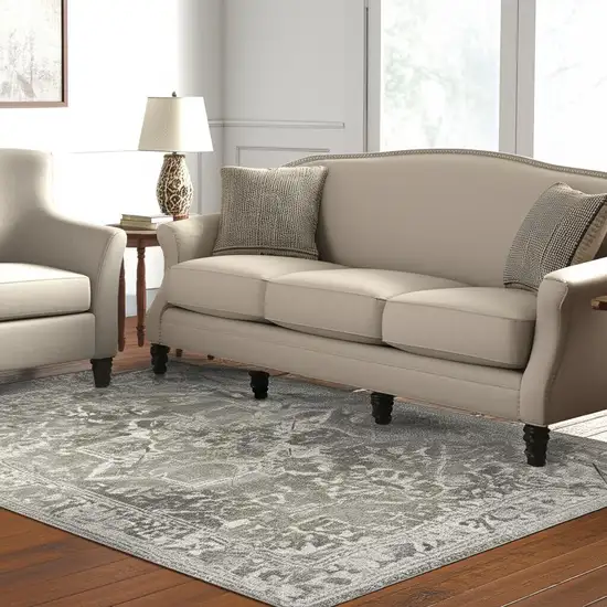 Gray And Beige Tribal Washable Area Rug With UV Protection Photo 1