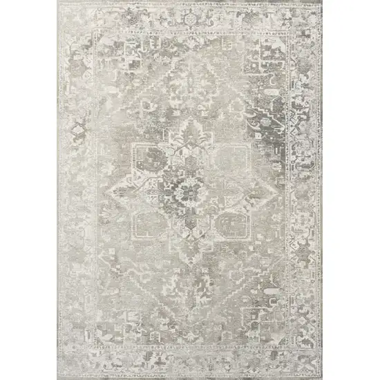 Gray And Beige Tribal Washable Area Rug With UV Protection Photo 6