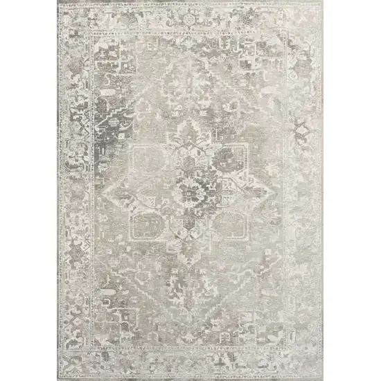 Gray And Beige Tribal Washable Area Rug With UV Protection Photo 2