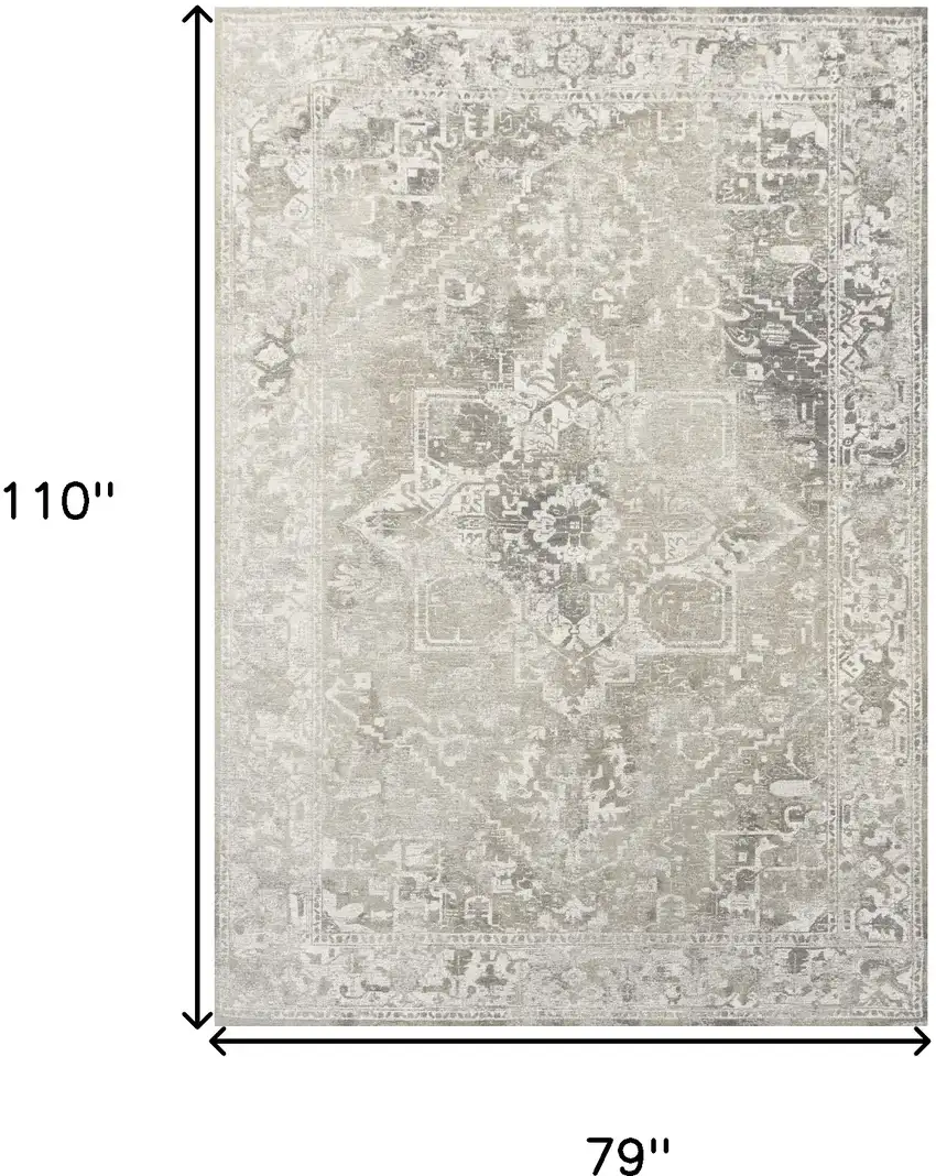 Gray And Beige Tribal Washable Area Rug With UV Protection Photo 6