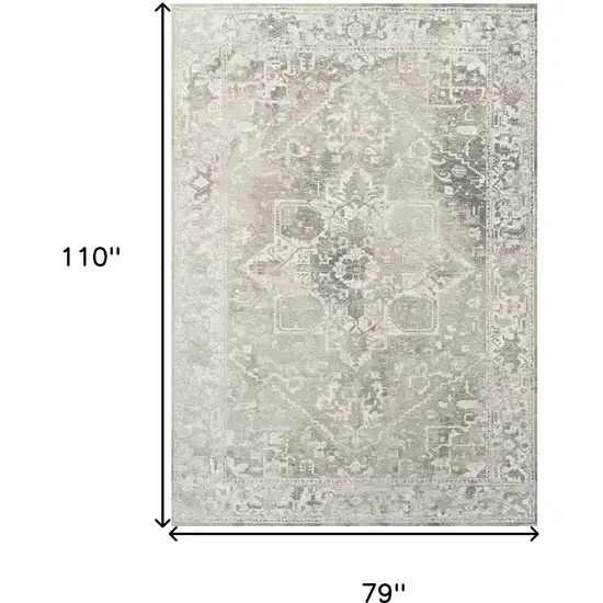 Gray And Beige Tribal Washable Area Rug With UV Protection Photo 6