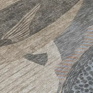 Photo of Gray And Beige Tropical Fish Washable Indoor Outdoor Area Rug
