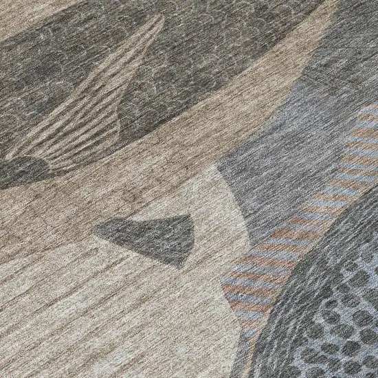 Gray And Beige Tropical Fish Washable Indoor Outdoor Area Rug Photo 9