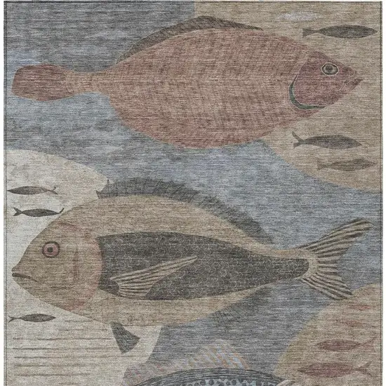 Gray And Beige Tropical Fish Washable Indoor Outdoor Area Rug Photo 3