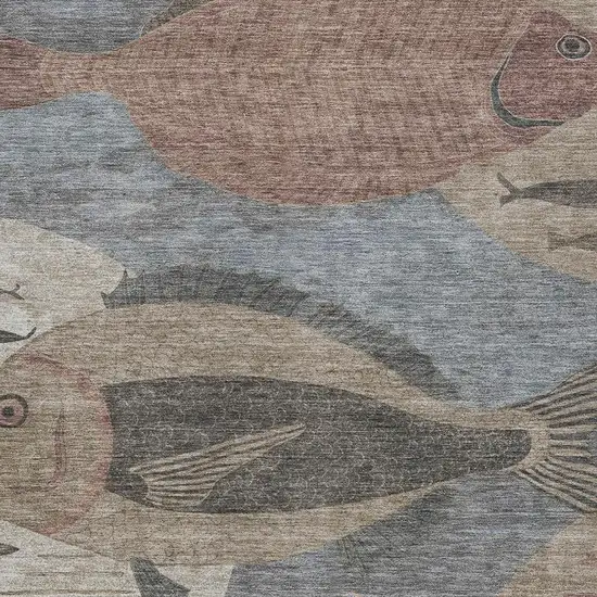 Gray And Beige Tropical Fish Washable Indoor Outdoor Area Rug Photo 2