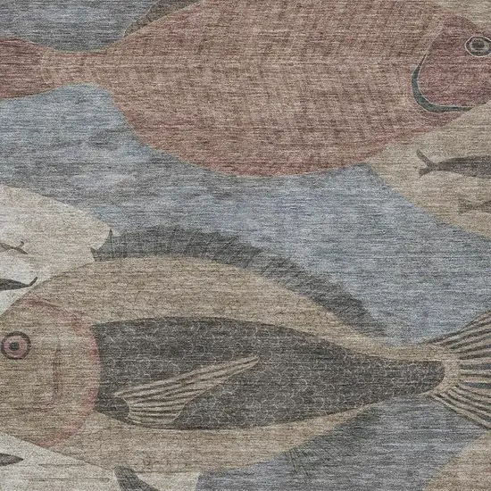 Gray And Beige Tropical Fish Washable Indoor Outdoor Area Rug Photo 2