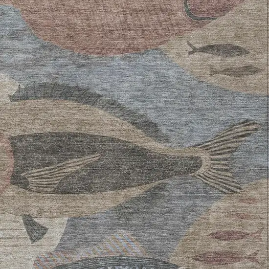 Gray And Beige Tropical Fish Washable Indoor Outdoor Area Rug Photo 2