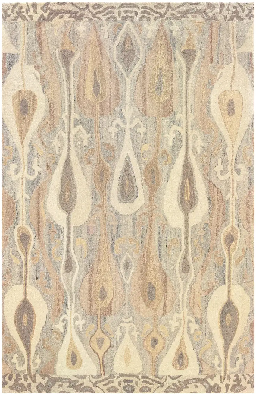 Gray And Beige Wool Abstract Hand Tufted Area Rug Photo 5