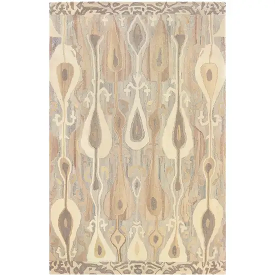 Gray And Beige Wool Abstract Hand Tufted Area Rug Photo 5