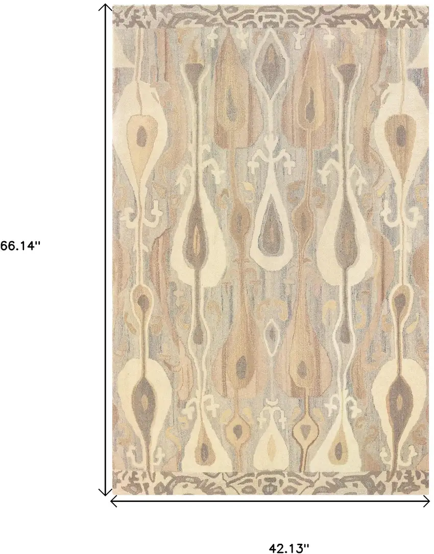 Gray And Beige Wool Abstract Hand Tufted Area Rug Photo 3