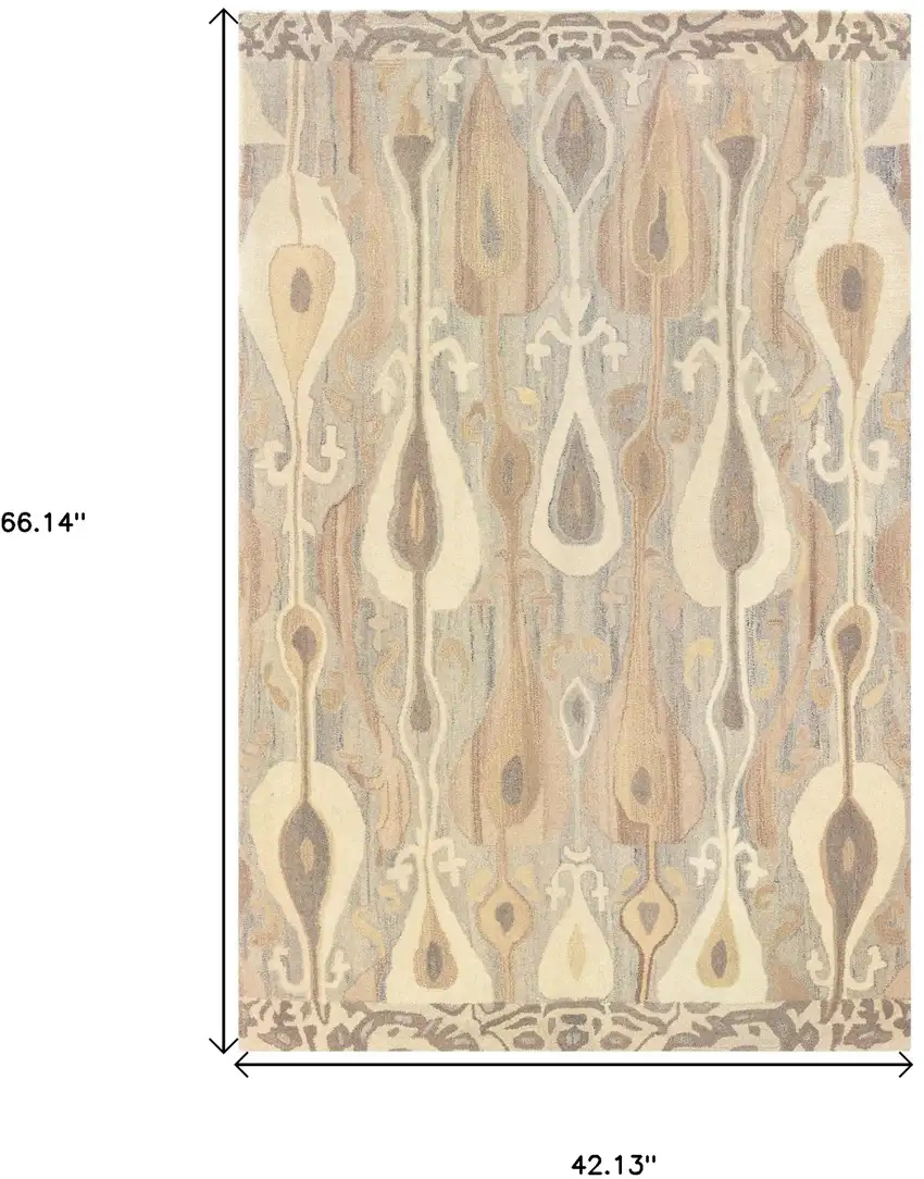 Gray And Beige Wool Abstract Hand Tufted Area Rug Photo 3