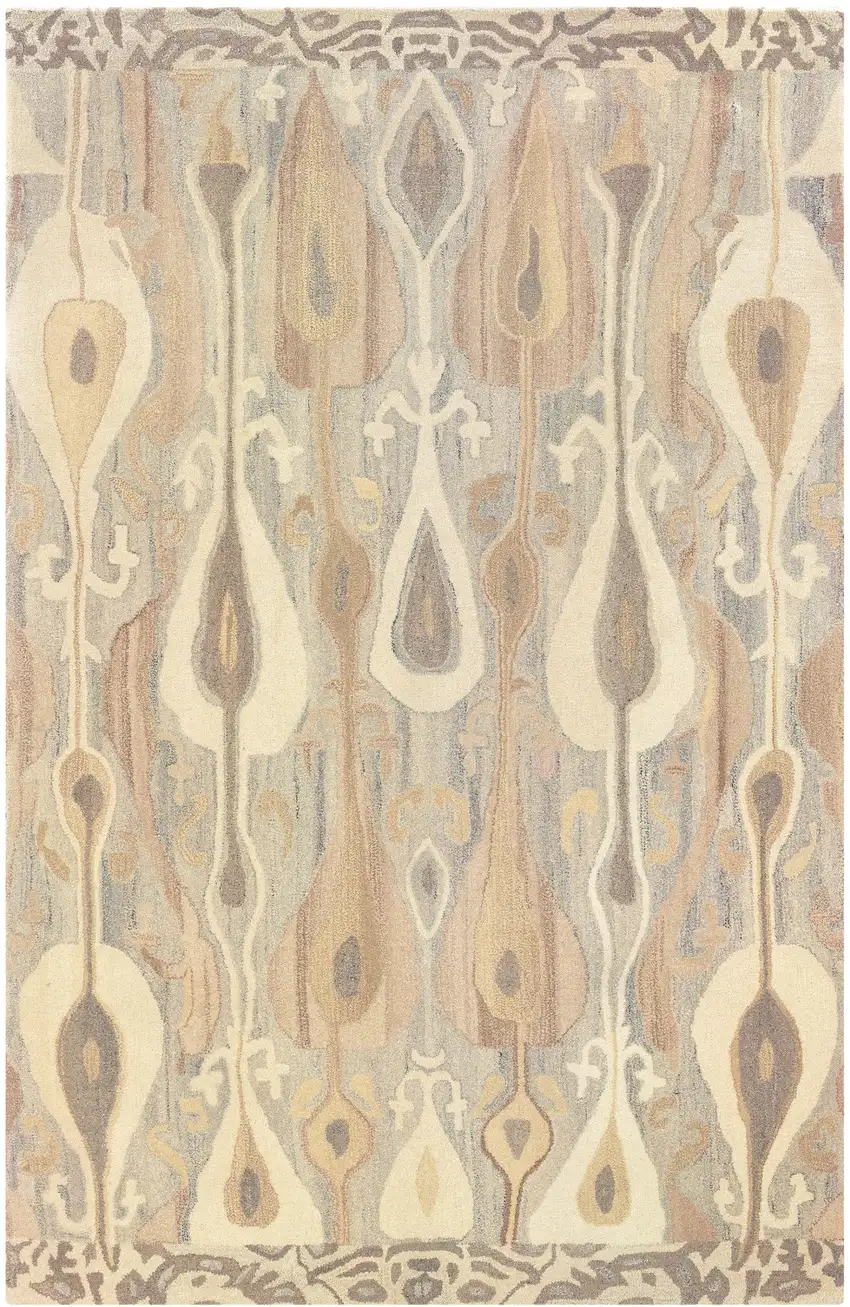 Gray And Beige Wool Abstract Hand Tufted Area Rug Photo 2
