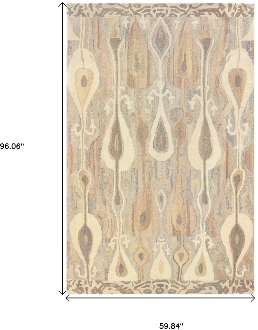 Gray And Beige Wool Abstract Hand Tufted Area Rug Photo 3