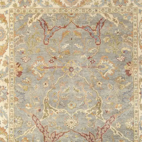 Gray And Beige Wool Oriental Hand Knotted Area Rug Photo 5