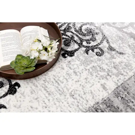 Gray And Black Abstract Area Rug Photo 7