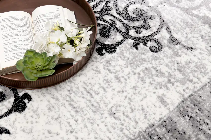 Gray And Black Abstract Area Rug Photo 7