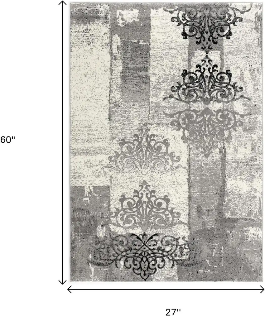 Gray And Black Abstract Area Rug Photo 5