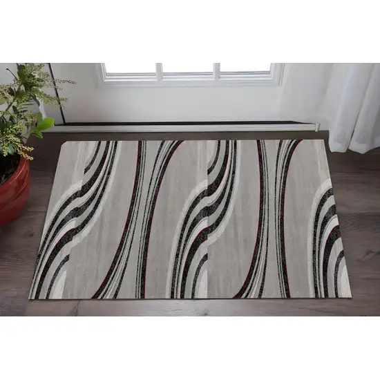 Gray And Black Abstract Area Rug Photo 1