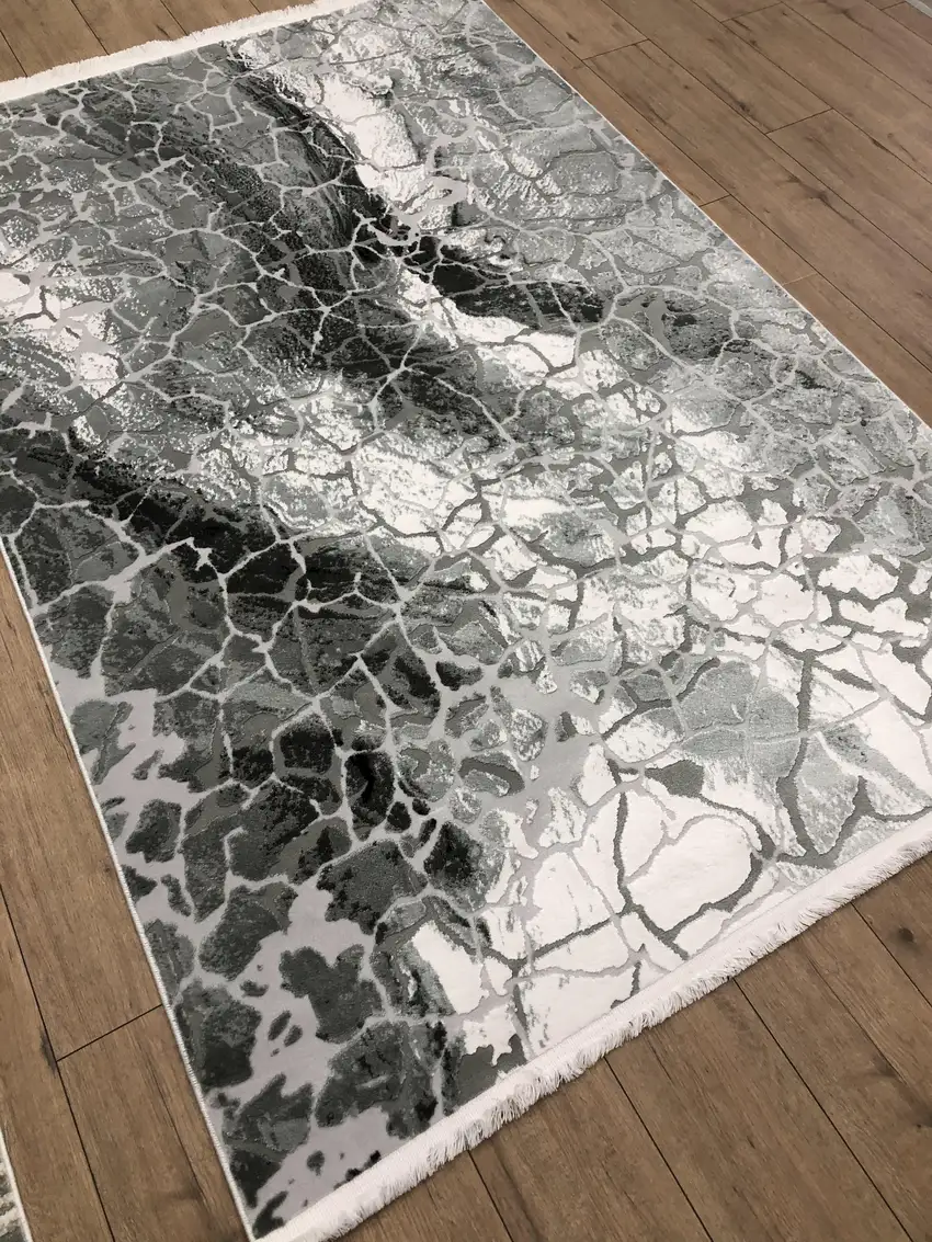 Gray And Black Abstract Area Rug Photo 6