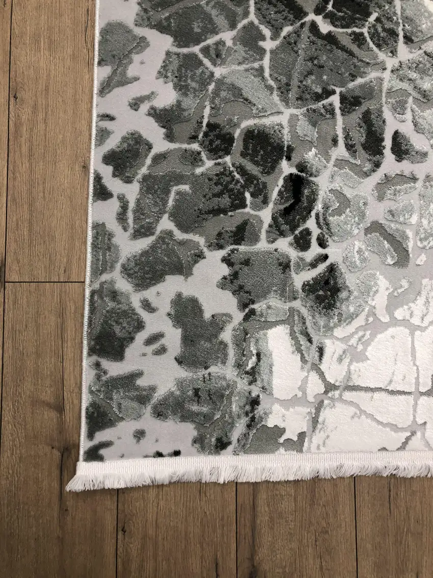 Gray And Black Abstract Area Rug Photo 7