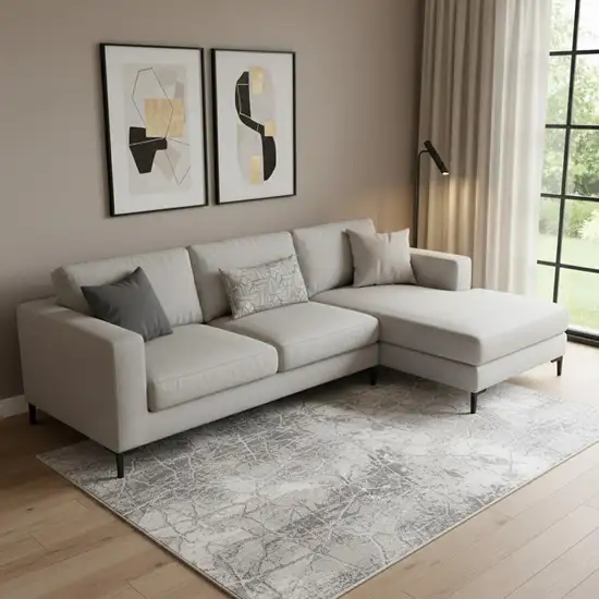 Gray And Black Abstract Area Rug Photo 1