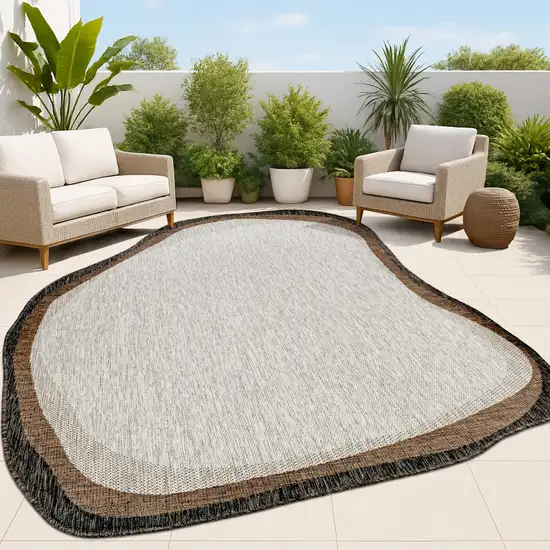 Gray And Black Abstract Indoor Outdoor Area Rug Photo 4
