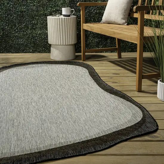 Gray And Black Abstract Indoor Outdoor Area Rug Photo 7