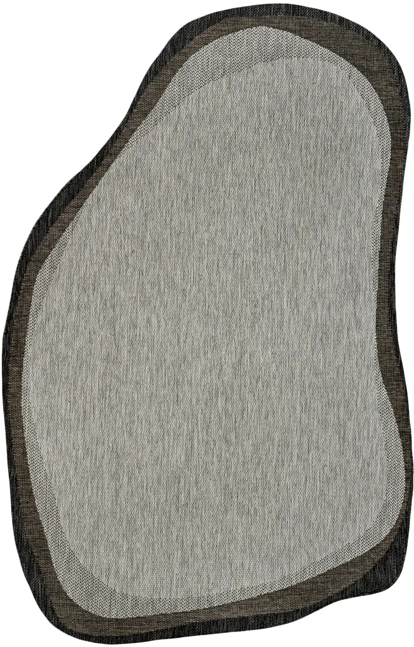 Gray And Black Abstract Indoor Outdoor Area Rug Photo 1