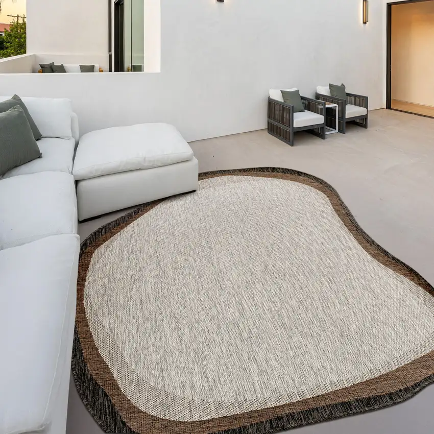 Gray And Black Abstract Indoor Outdoor Area Rug Photo 9