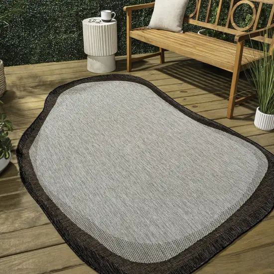 Gray And Black Abstract Indoor Outdoor Area Rug Photo 7