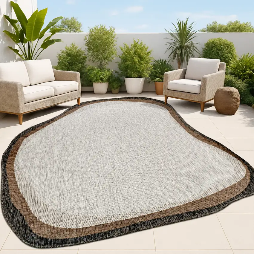 Gray And Black Abstract Indoor Outdoor Area Rug Photo 3