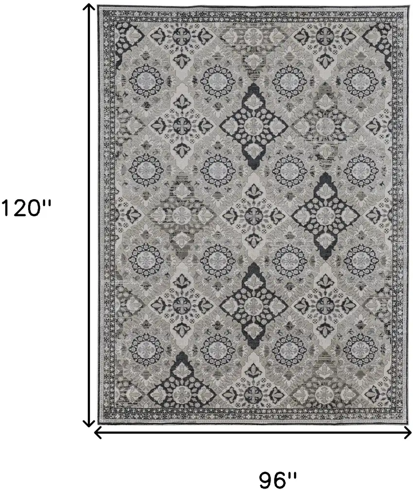 Gray And Black Abstract Power Loom Area Rug Photo 10
