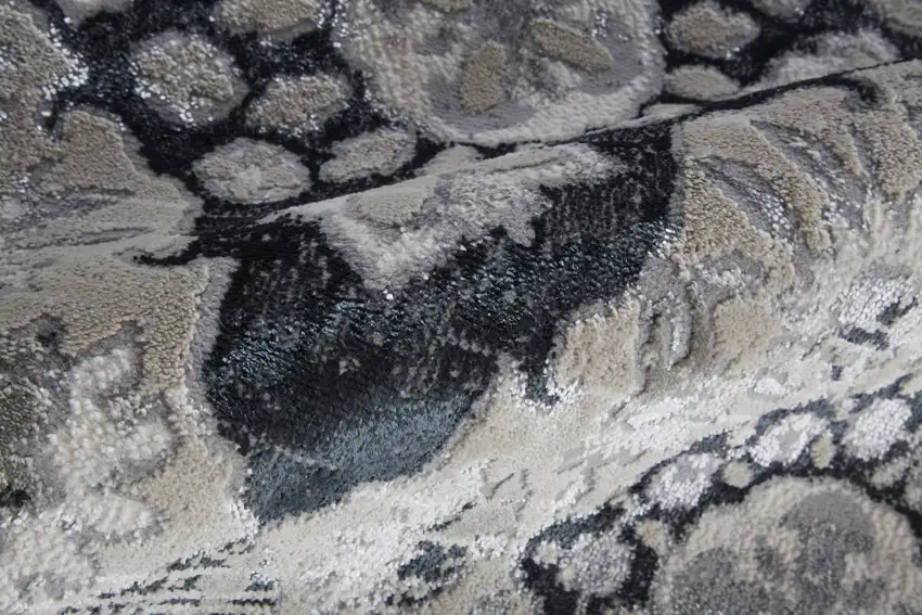 Gray And Black Abstract Power Loom Area Rug Photo 7