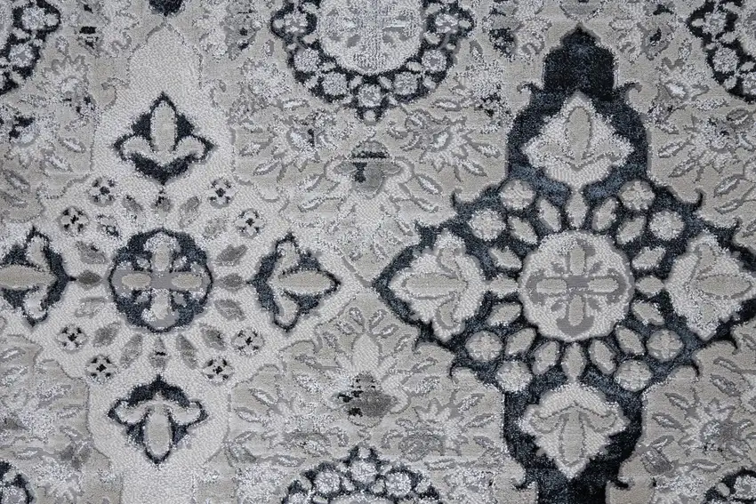 Gray And Black Abstract Power Loom Area Rug Photo 8
