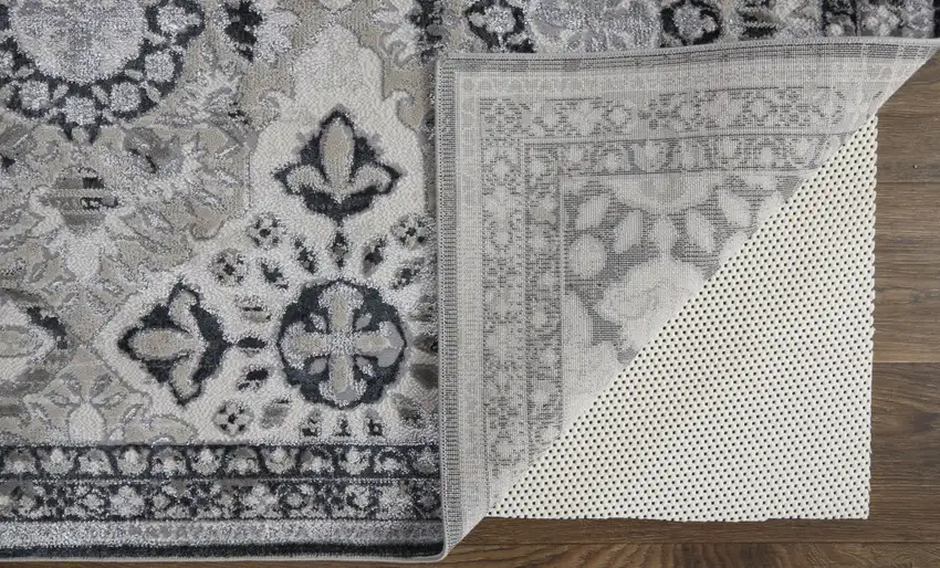 Gray And Black Abstract Power Loom Area Rug Photo 3