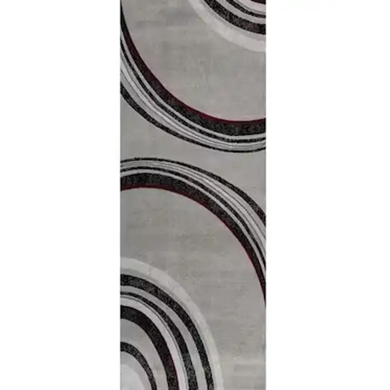 Gray And Black Abstract Runner Rug Photo 5