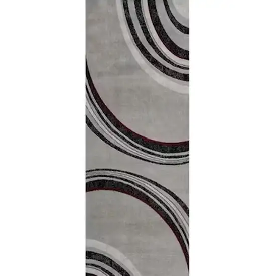 Gray And Black Abstract Runner Rug Photo 3